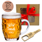 Kufel do piwa otwieracz z grawerem Prezent na walentynki dla Mężczyzny