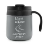 Kubek Termiczny z rączką szary z Grawerem